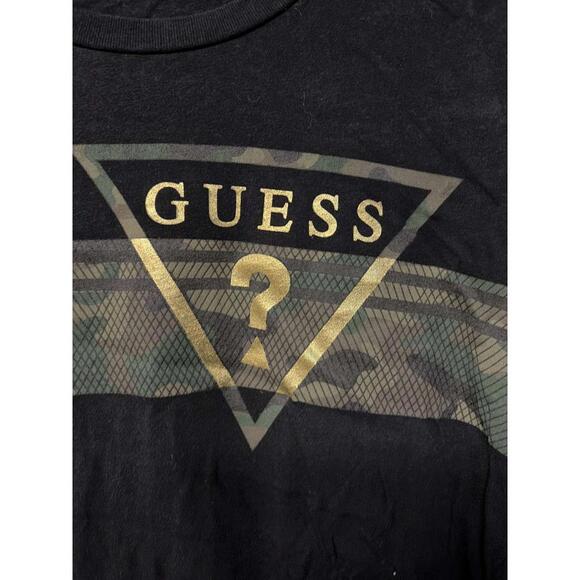 Guess Los Angeles Camo Triangle Logo T-Shirt Black Gold Size M - Picture 4 of 6